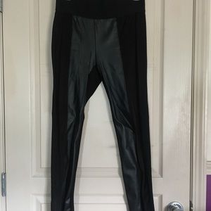 Faux leather and suede leggings